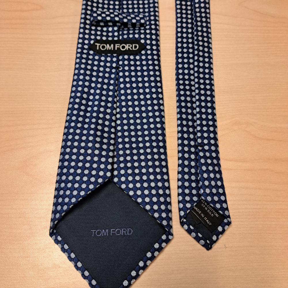Tom Ford Navy and Silvery Gray Dot Tie